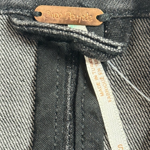 Free People Black Fitted Military Denim Jacket - Small - Picture 3 of 8